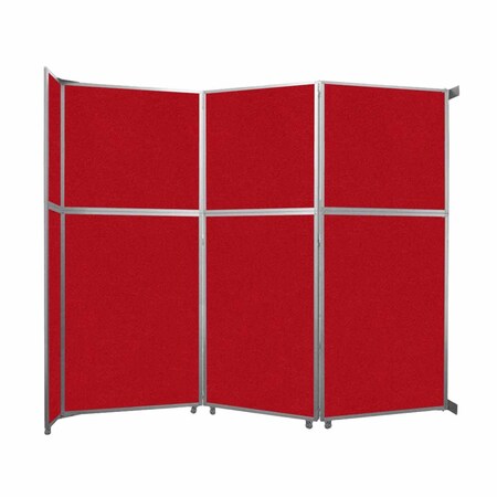 Versare Operable Wall Folding Room Divider 11'9" x 10'3/4" Red Fabric 1070327-1